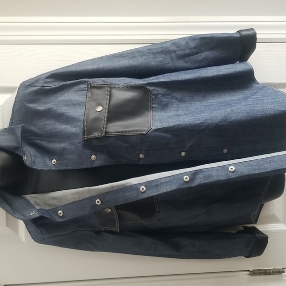 Zara women's shirt denim blue faux leather size S - Picture 14 of 15